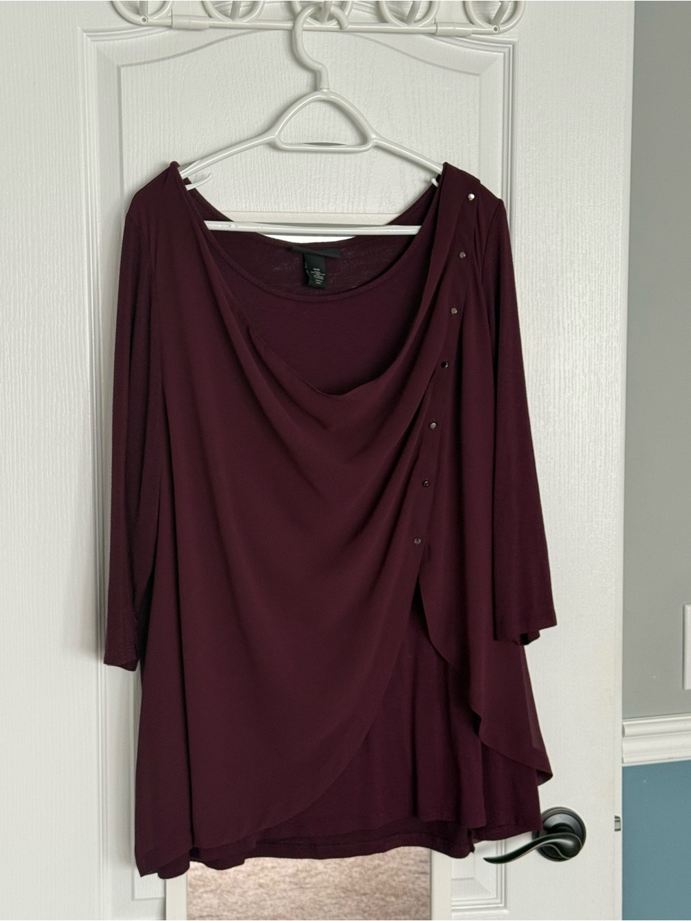 Lane Bryant Deep Wine Light Jersey Base with Sheer Overlay!